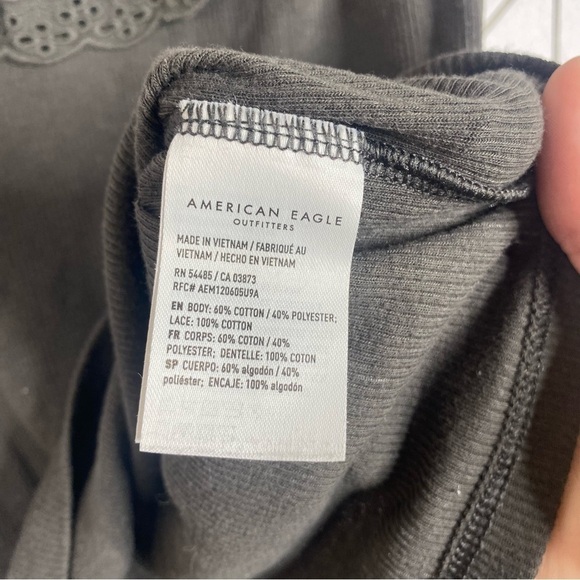 American Eagle Dark Gray Ruffled Crop Tank - Picture 5 of 6